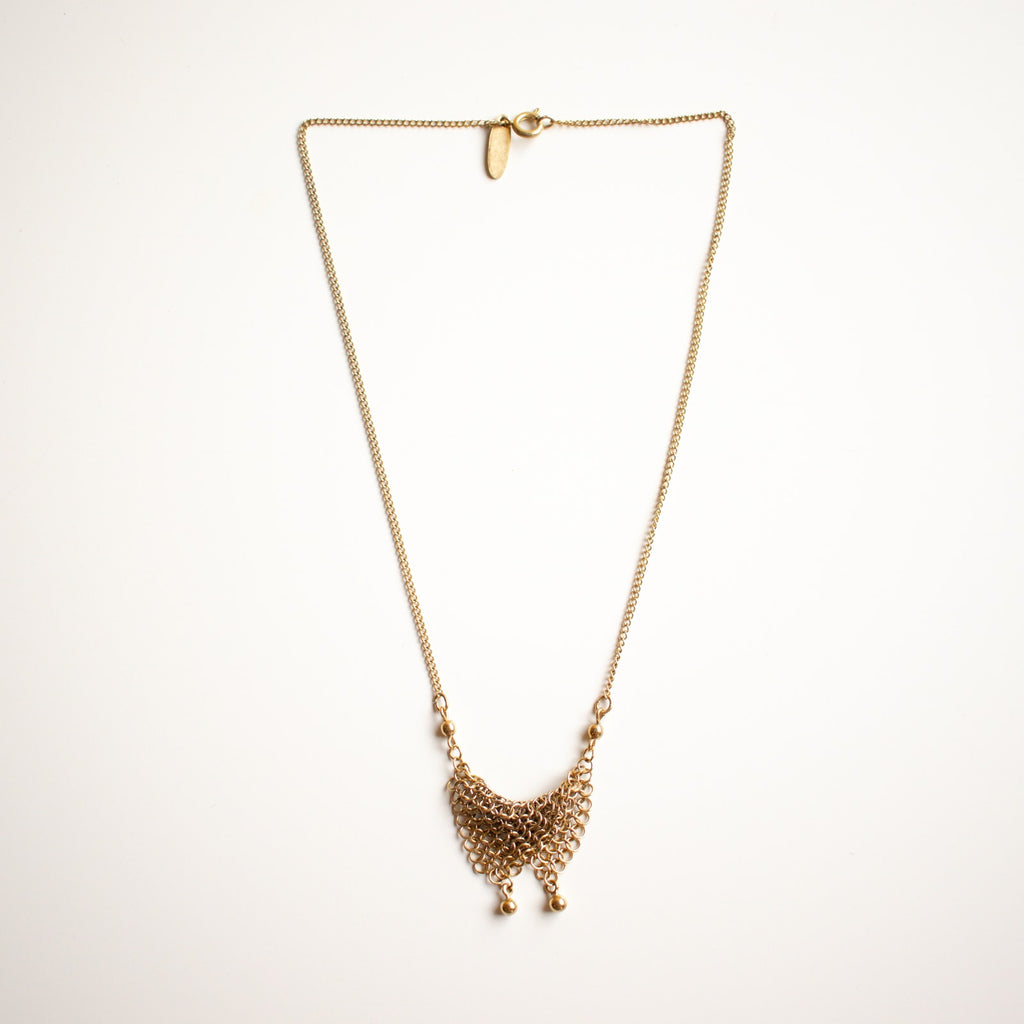 Whiting & Davis Mesh Necklace Gold Tone Vintage