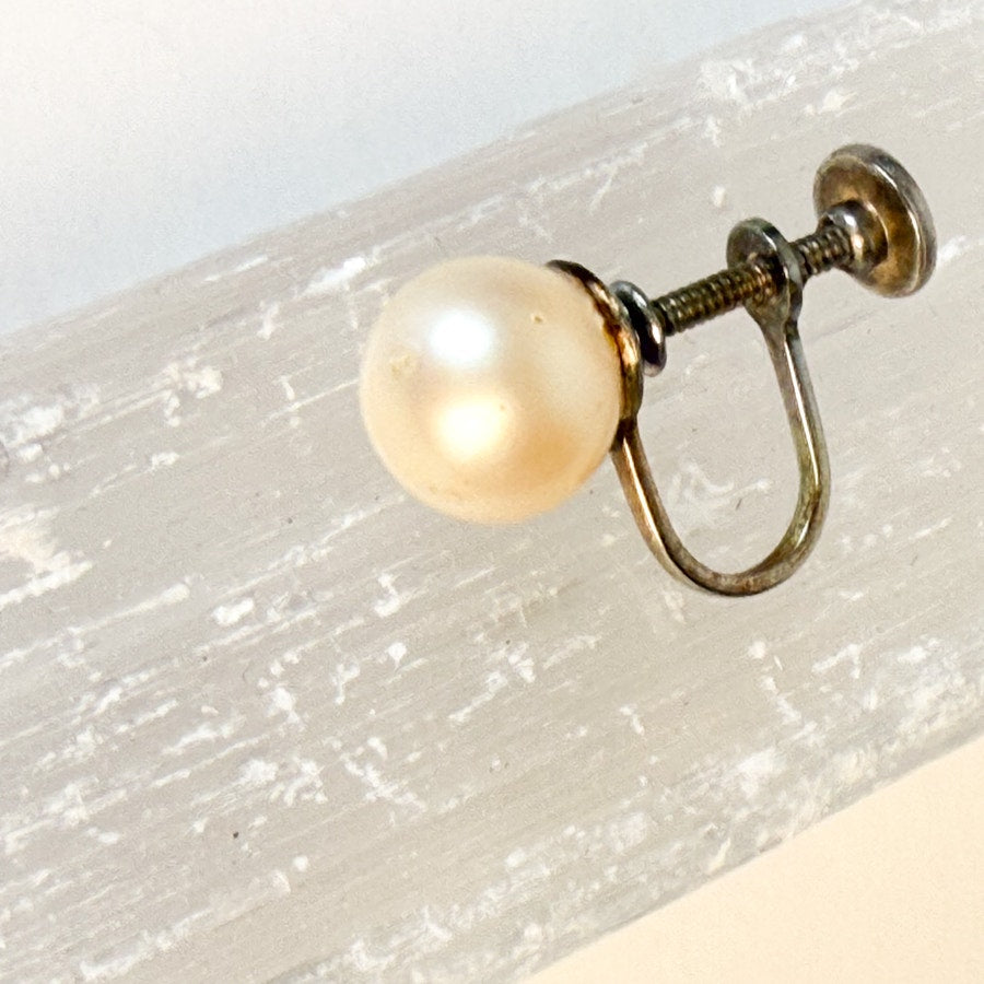 Screw-Back Glass Pearl Studs | Vintage Clip-Ons
