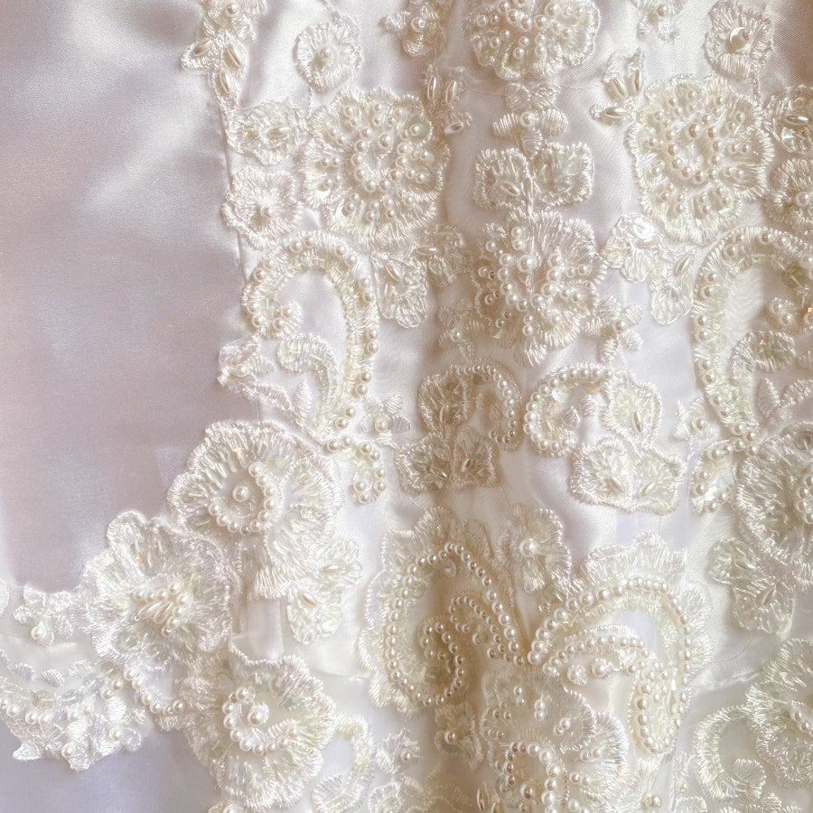 Wedding Dress 1980s Puff Sleeve Open Back Dress