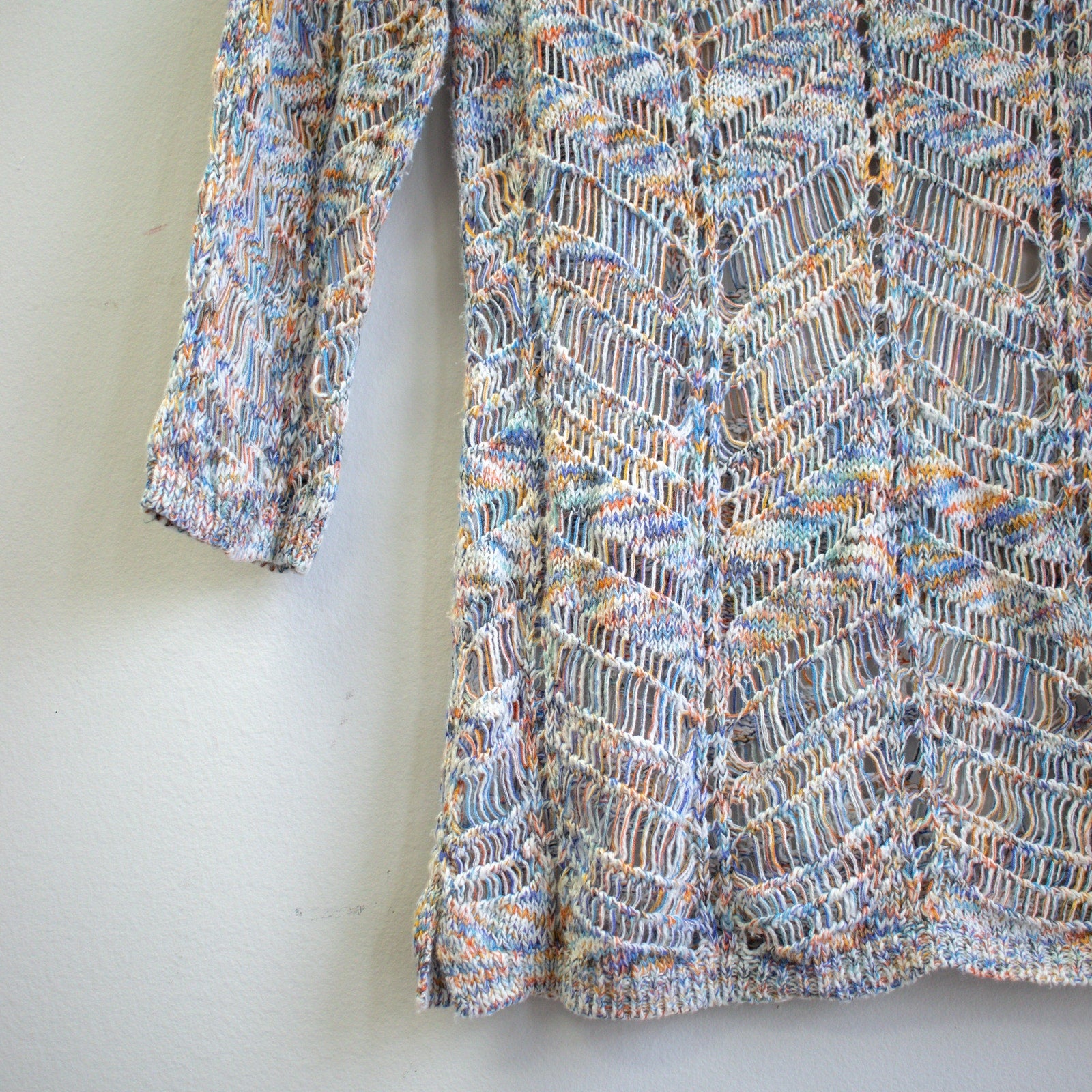 Rainbow Open Knit 3/4 Length Sleeve Size Medium