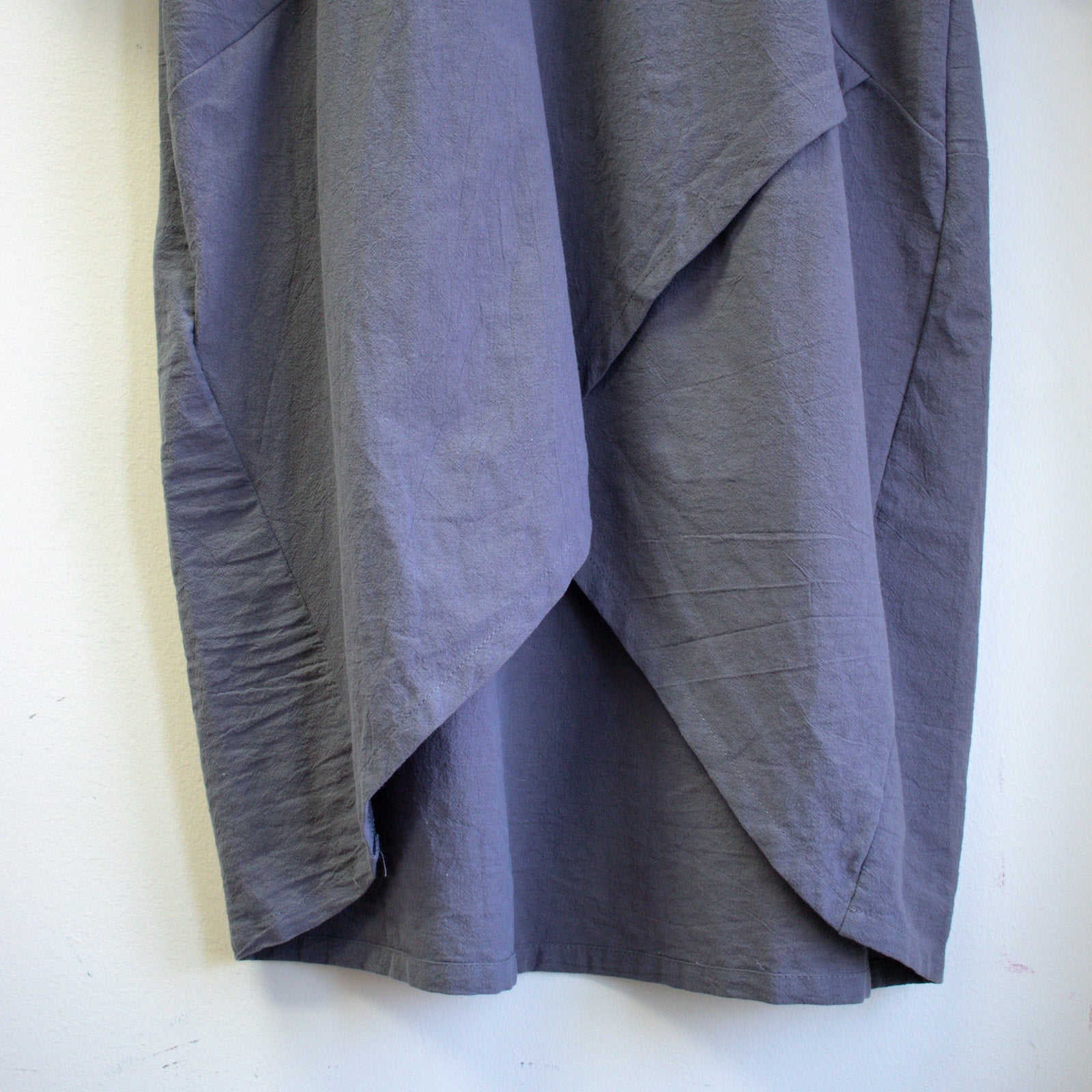 Zanzea Gray Cotton Long-Sleeve Architectural Midi Dress Size Small