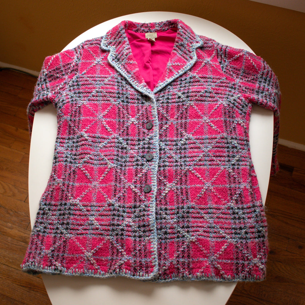 Sigrid Olsen Sport Pink and Blue Mid Length Lined Jacket Size Women's 1X