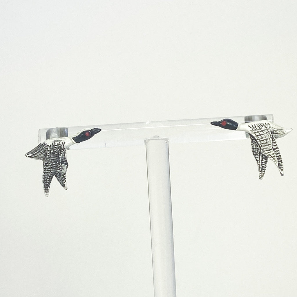 Vintage Loon Stud Bird Earrings