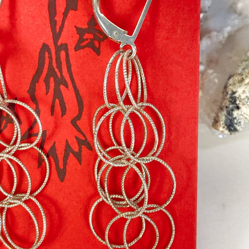 Silver Earrings Dangly Circle 925 Silver Delicate Earrings
