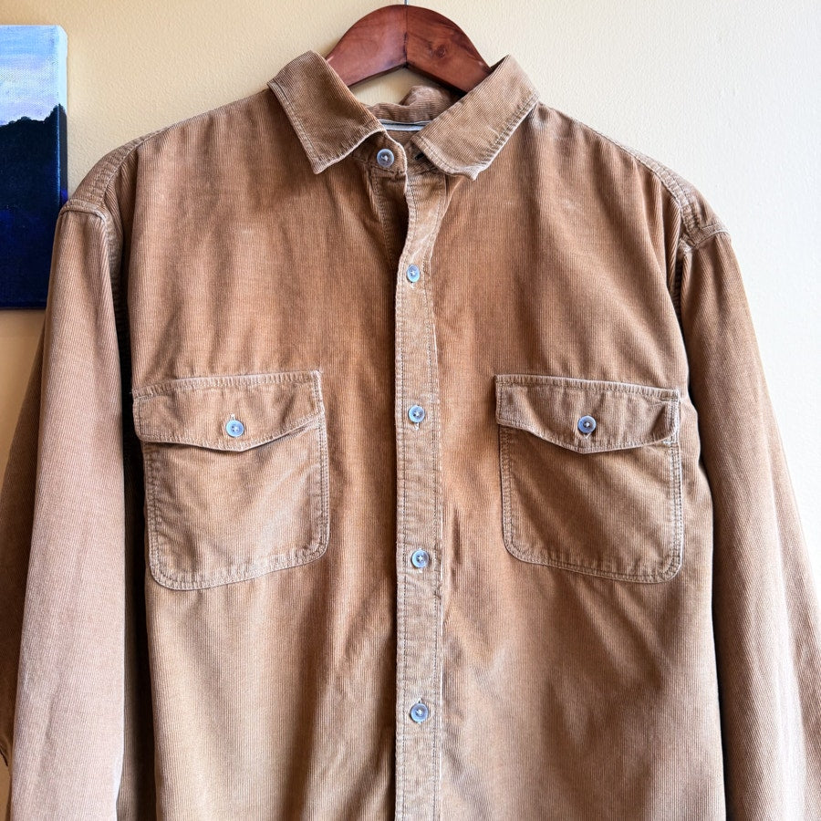 100% Cotton Corduroy Button Up Shirt Mens Size Large