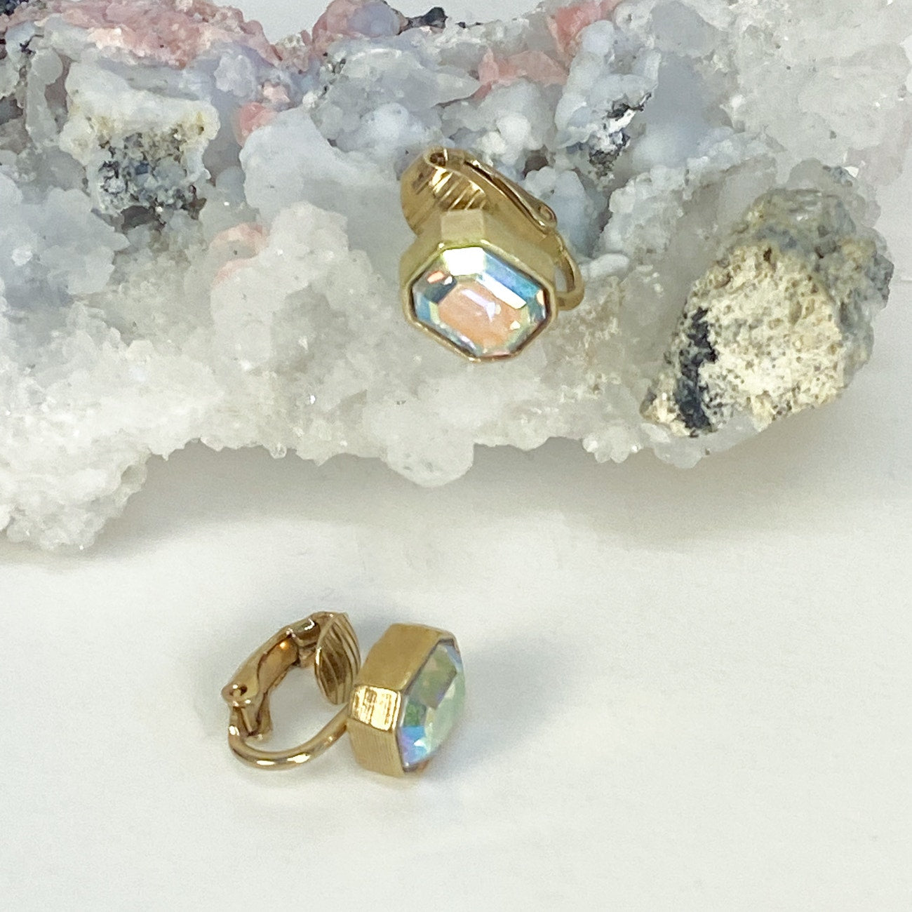 Gold Earrings Small Gold Clip On Earrings Gold Tone Rhinestone