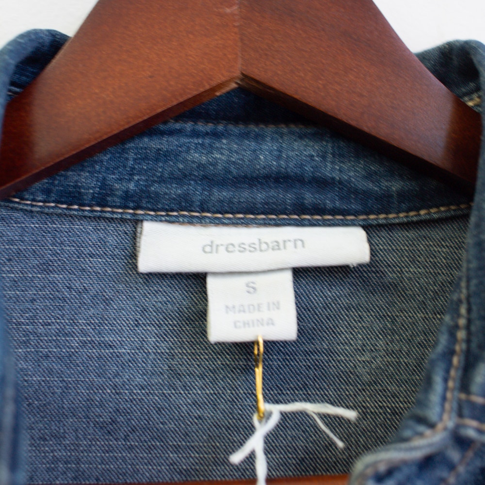 Denim Fitted Button Down Blouse Size Small
