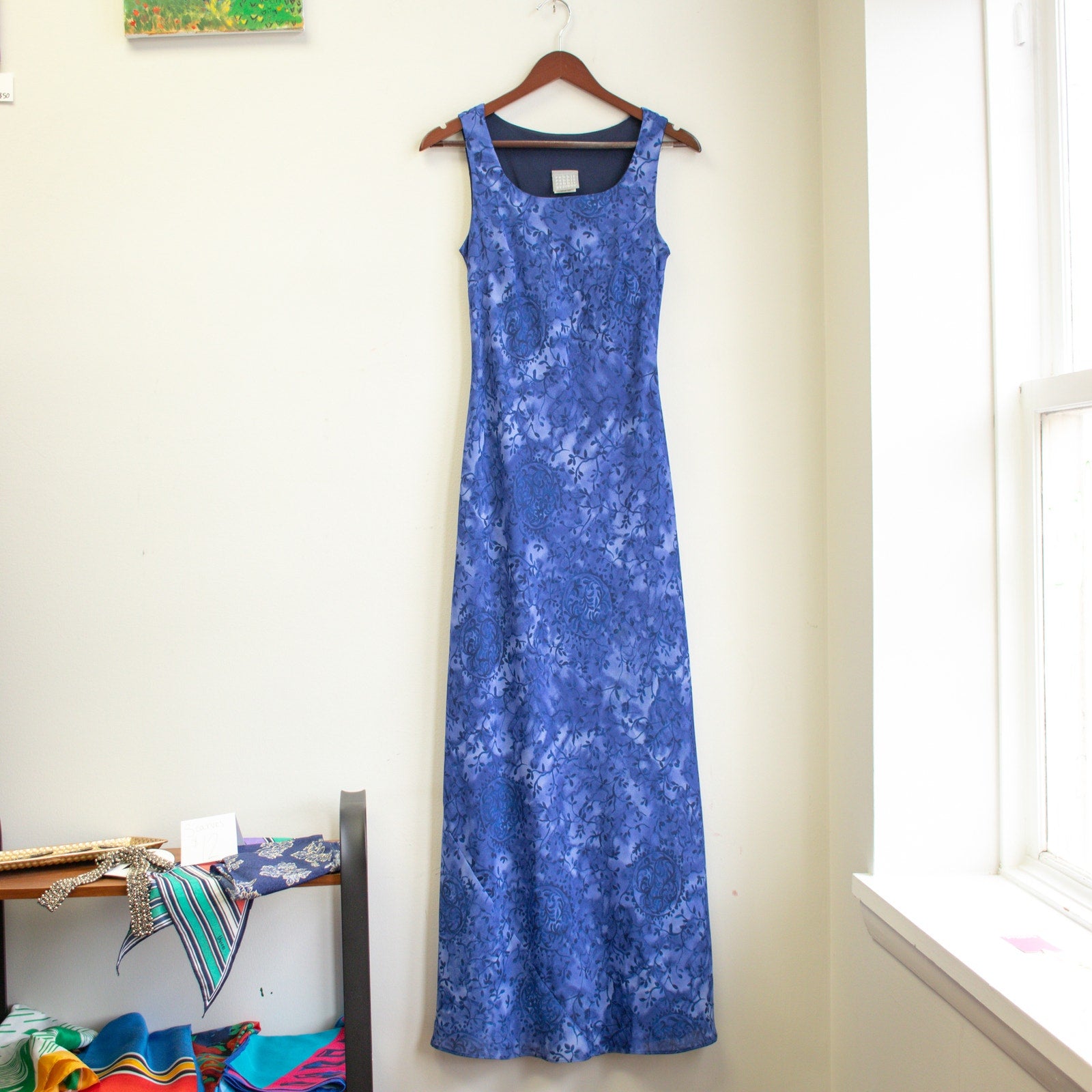 Vintage rabbit rabbit rabbit Designs Paisley Blue A-Line Dress Size Small