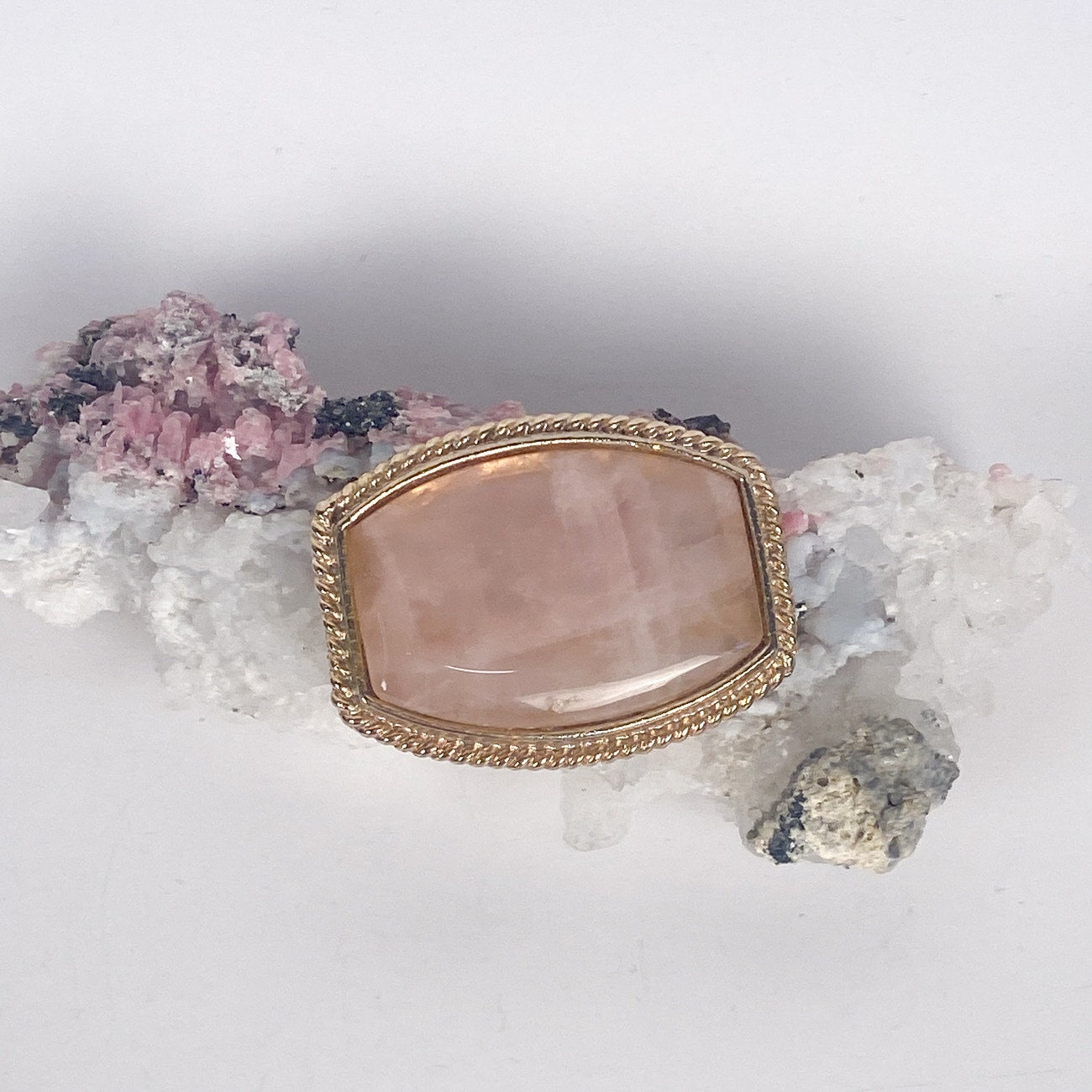 Pink Gemstone Gold Tone Brooch