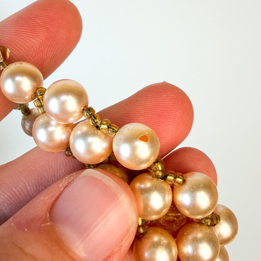 True Vintage Pearlescent Beaded Bracelet Woven