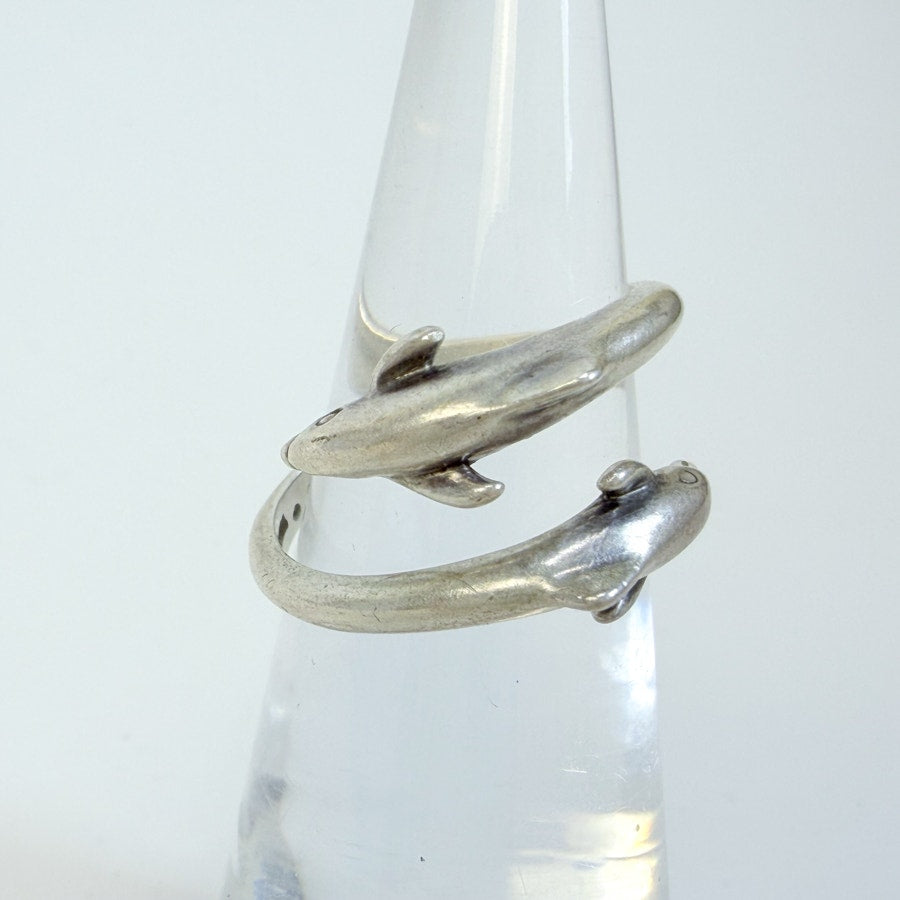 Dolphin Ring Adjustable Sterling Silver Size 6.5