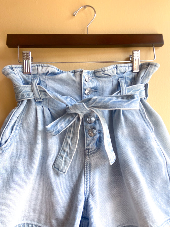Paperbag Waist Denim Shorts