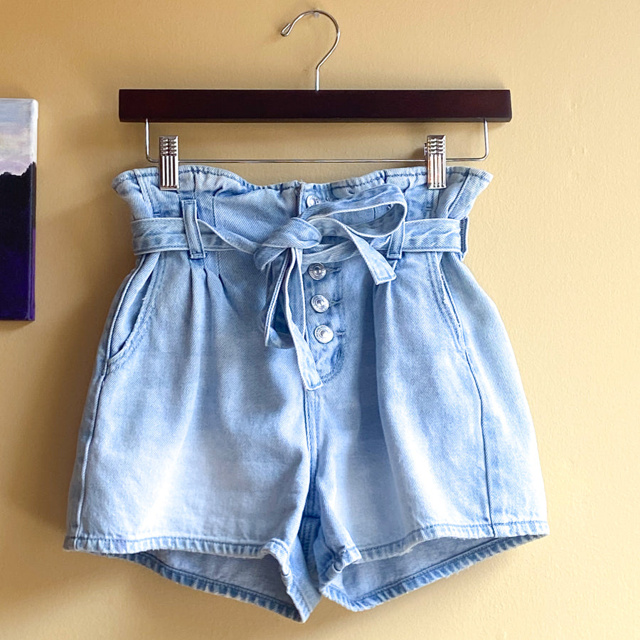 Paperbag Waist Denim Shorts