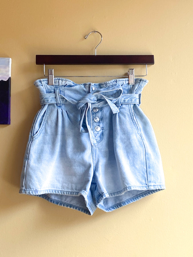 Paperbag Waist Denim Shorts