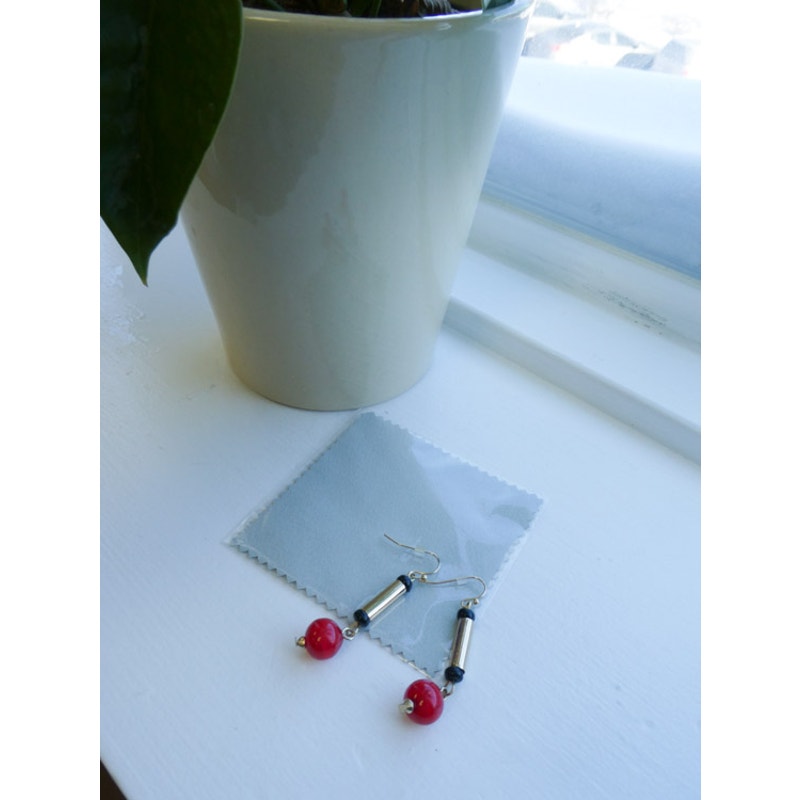 Red and Gold Drop Earrings Art Deco Style