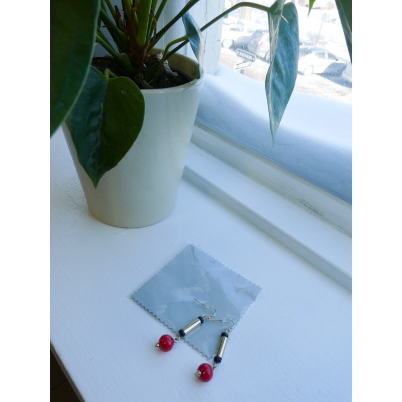 Red and Gold Drop Earrings Art Deco Style