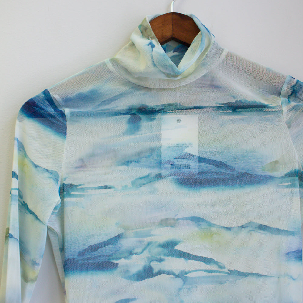 Mesh Watercolor Tie Dye Turtleneck